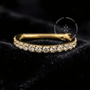 Argola d-ring titânio revestido de ouro 18k com haste reta para mamilo e conch.