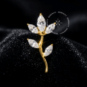 Piercing Ramo Titânio TN1658 cravejado com zircônias navetes em titânio revestido de ouro 18k.