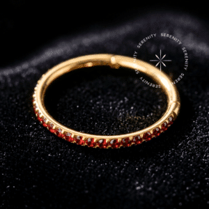 Argola garnet titânio revestido de ouro 18k com zircônias vermelho granada para conch e helix.