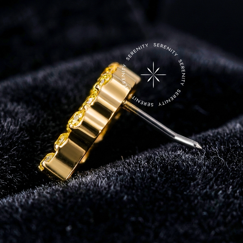 TN2183 - Topo Cluster Amarelo Push Pin - Titânio Revestido de Ouro 18k - Imagem 2