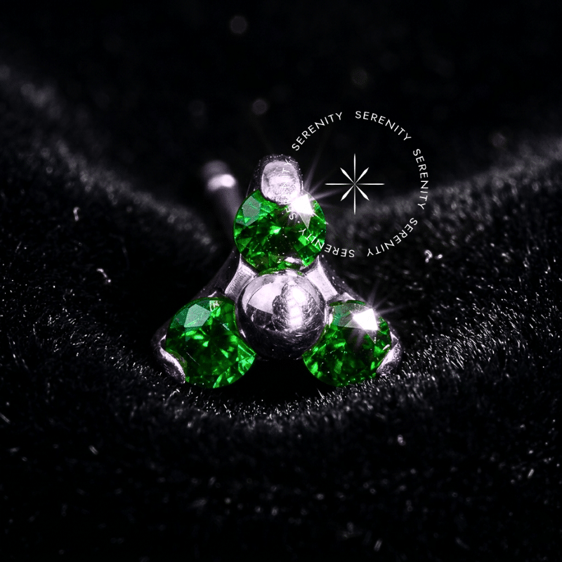 Topo Trinity Verde Esmeralda Titânio Grau Implante com zircônias premium e sistema push pin.