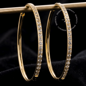 Argola Cravejada para Lóbulo em Titânio Revestido de Ouro 18k