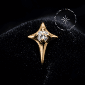 TN2300 - TOPO MINI ESTRELA 4 PONTAS CRAVEJADA - TITÂNIO REVESTIDO DE OURO 18K