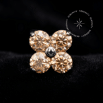Topo Flor Cravejada em Titânio ASTM F136 com Zircônias Champanhe.