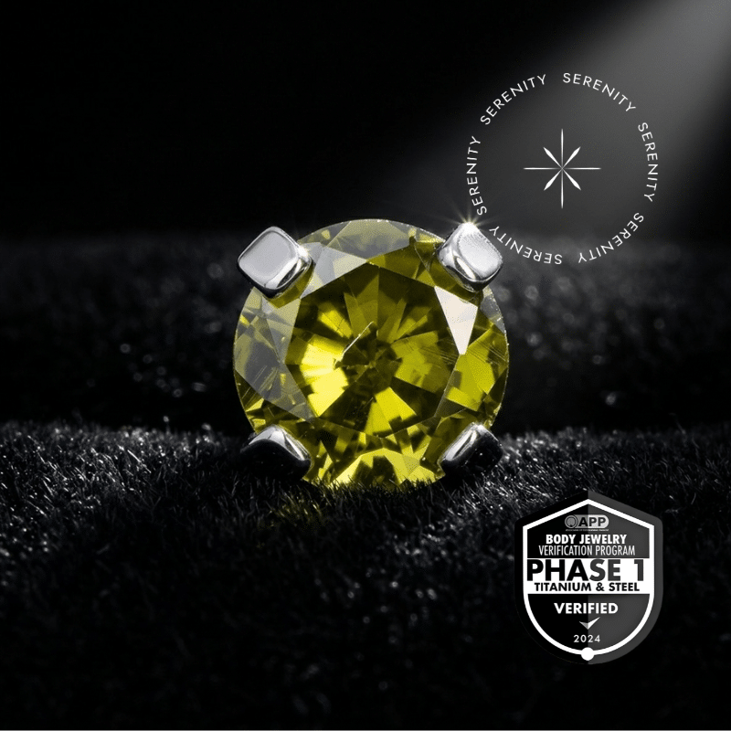 TT70 - Topo Prongset Zircônia Dark Peridot - Titânio Mill (Grau Implante)